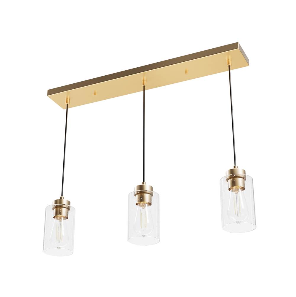 Hunter 13069 Alturas Gold Hartland Alturas Gold With Seeded Glass 3 Light Cluster Ceiling Light Fixture Image 7