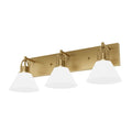 Hunter 13170 Luxe Gold Carrington Isle Luxe Gold With Cased White Glass Glass 3 Light Bathroom Vanity Wall Light Fixture Image 1