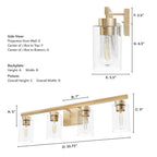 Hunter 13081 Alturas Gold Hartland Alturas Gold With Seeded Glass 4 Light Vanity Wall Light Fixture Image 3