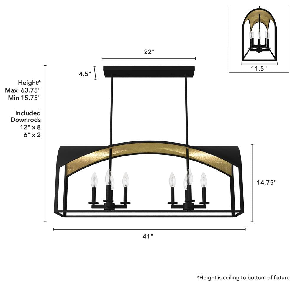Hunter 19731 Natural Iron Hunter Dukestown Natural Iron And Gold Leaf 8 Light Chandelier Ceiling Light Fixture Image 5
