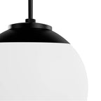 Hunter Hepburn Matte Black With Cased White Glass 1 Light Pendant Ceiling Light Fixture