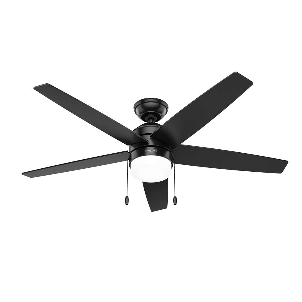 Hunter 52491 Matte Black 52 Inch Bardot Matte Black Ceiling Fan With Led Light Kit And Pull Chain Image 1