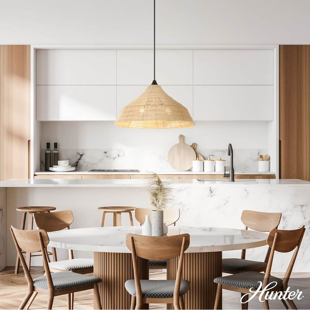 Hunter 48080 Matte Black Agoura Matte Black 3 Light Extra Large Pendant Ceiling Light Fixture Image 2