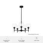 Hunter 19510 Matte Black Xidane Matte Black With Clear Glass 5 Light Chandelier Ceiling Light Fixture Image 2