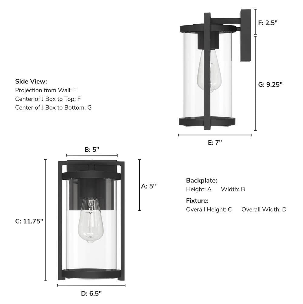 Hunter 46066 Matte Black Astwood Outdoor 1 Light Small Wall Light Black Image 5