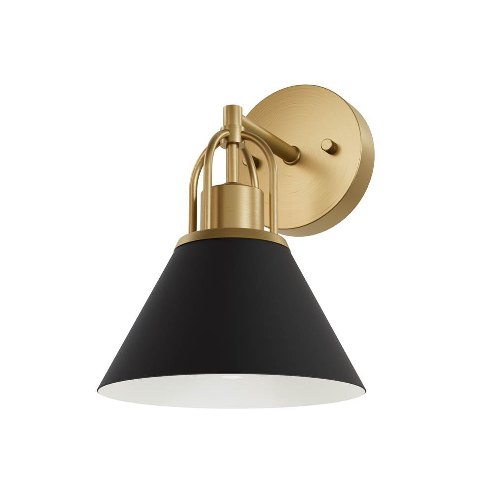 Hunter 13166 Matte Black Carrington Isle Matte Black And Luxe Gold 1 Light Sconce Wall Light Fixture Image 1