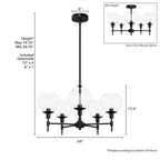 Hunter 19510 Matte Black Xidane Matte Black With Clear Glass 5 Light Chandelier Ceiling Light Fixture Image 3