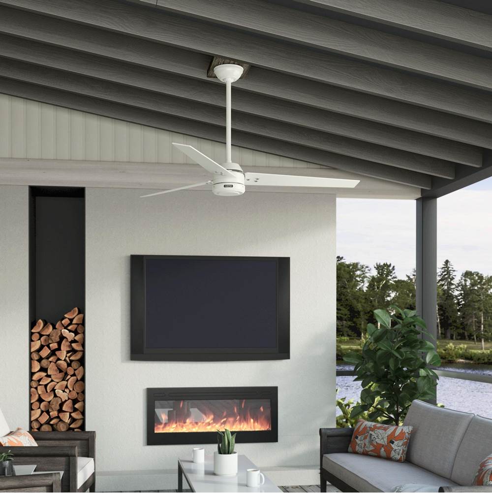 Hunter 52980 Fresh White 60 Inch Cassius Energy Star Fresh White Damp Rated Ceiling Fan And Wall Control Image 6