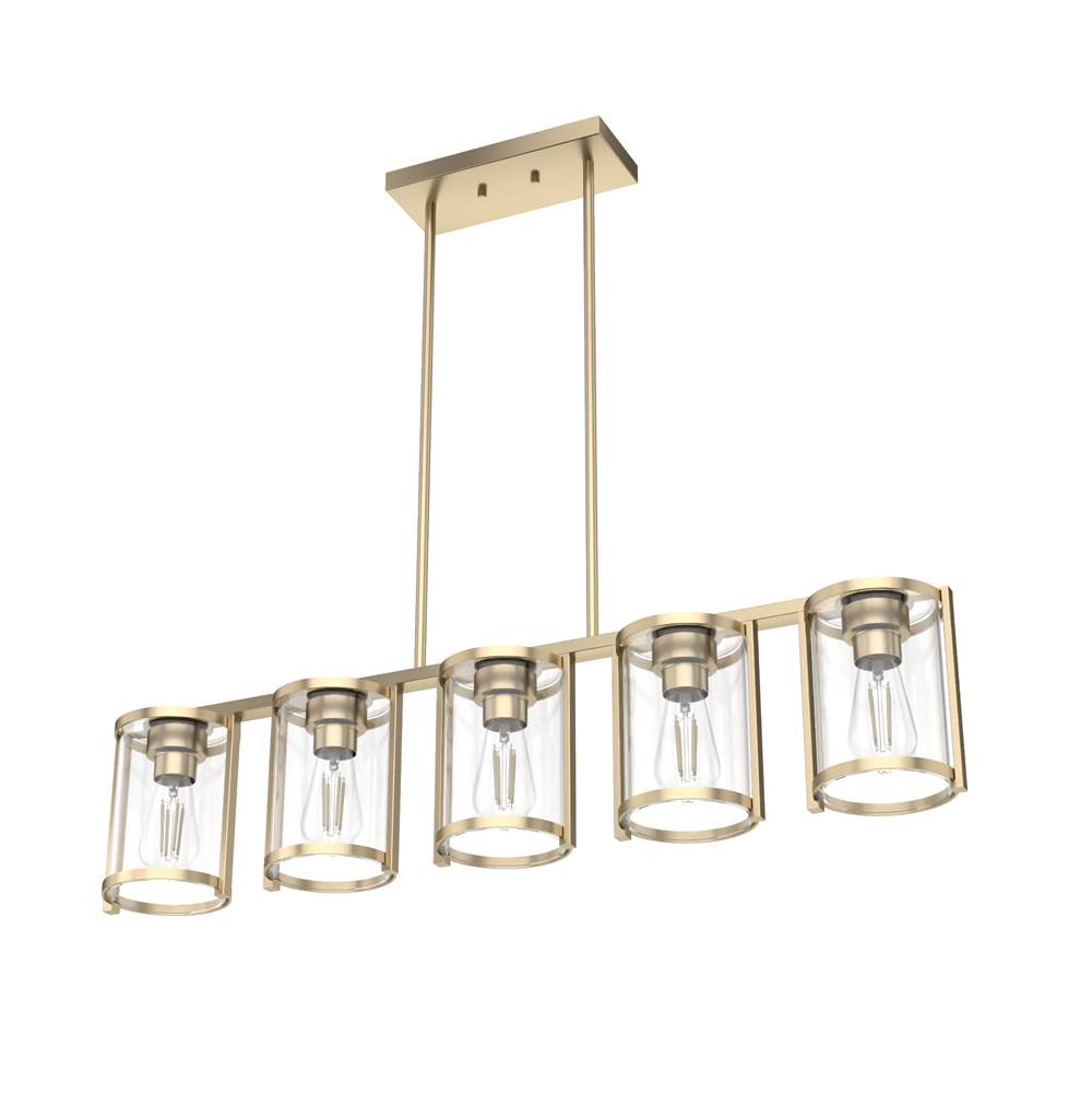 Hunter 48014 Alturas Gold Astwood Alturas Gold With Clear Glass 5 Light Chandelier Ceiling Light Fixture Image 7
