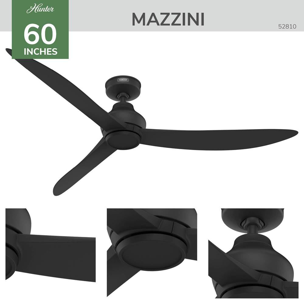 Hunter 52810 Matte Black 60 Inch Mazzini Matte Black Image 6