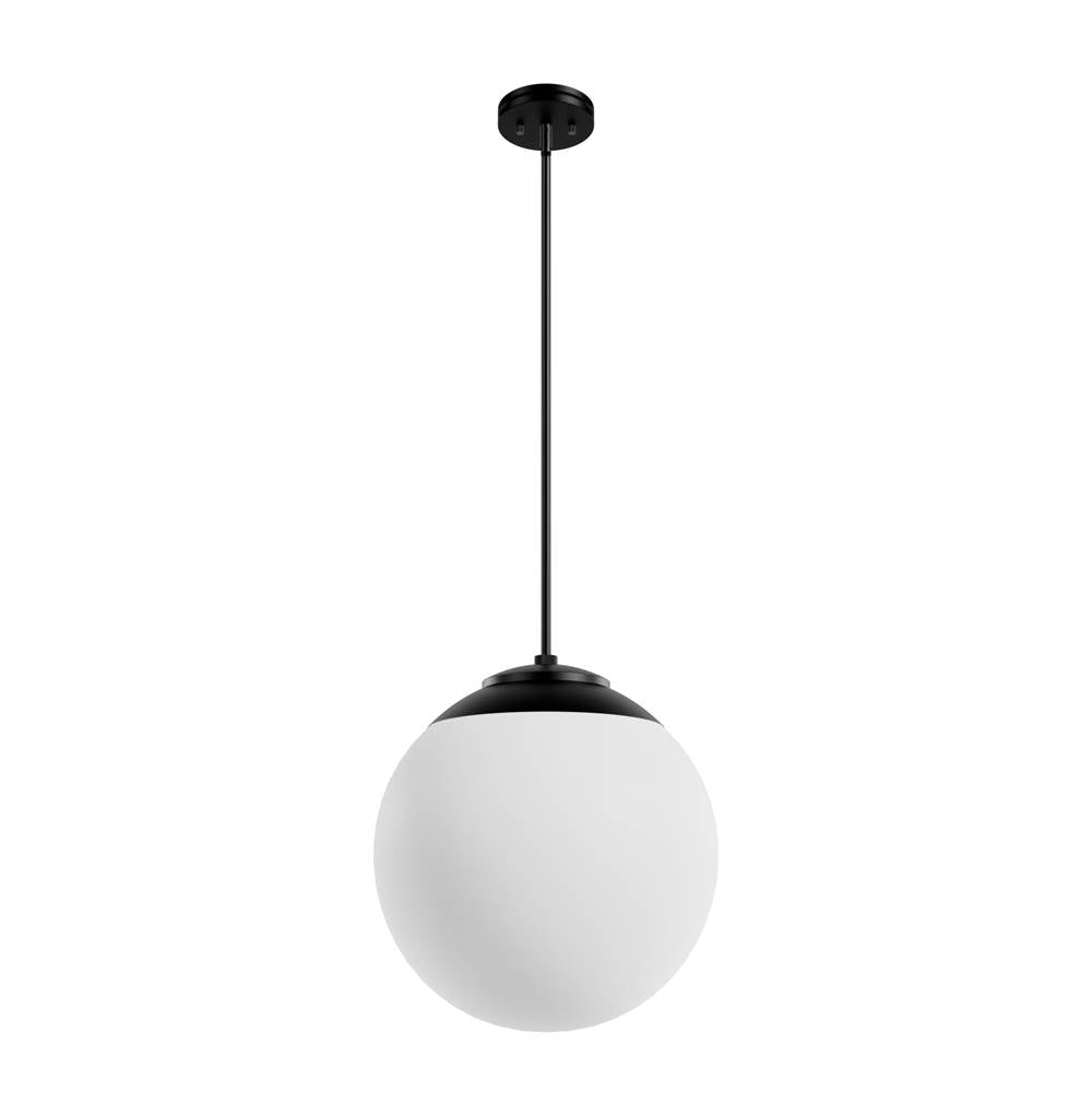Hunter 19852 Matte Black Hepburn Matte Black With Cased White Glass 3 Light Pendant Ceiling Light Fixture Image 1
