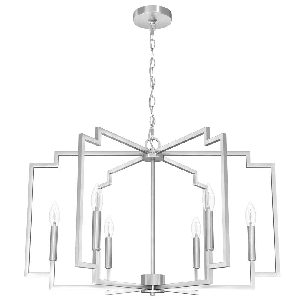 Hunter 19571 Brushed Nickel Zoanne 6 Light Chandelier 30 Inch Image 1