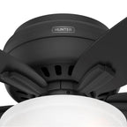 Hunter 52394 Matte Black 42 Inch Newsome Matte Black Low Profile Ceiling Fan With Led Light Kit And Pull Chain Image 5