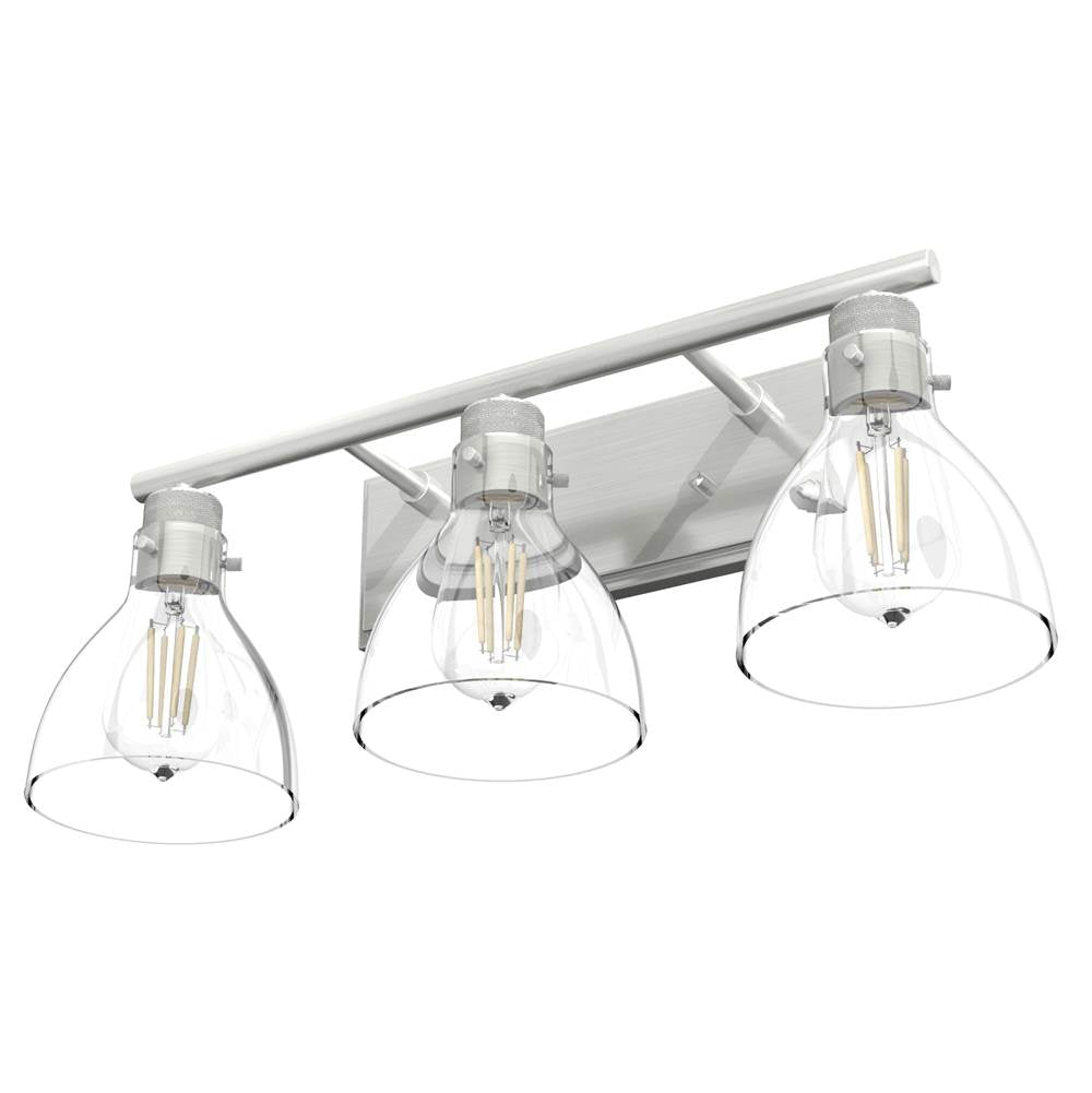 Hunter 48036 Brushed Nickel Van Nuys Brushed Nickel With Clear Glass 3 Light Vanity Wall Light Fixture Image 7