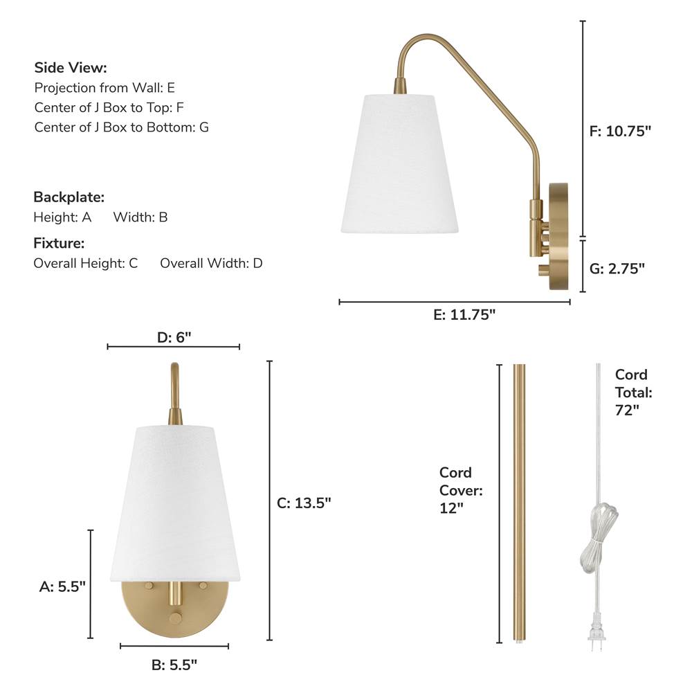Hunter 48173 Alturas Gold Valley Park 1 Light Large Pin Up Sconce Gold Image 6