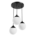 Hunter 19757 Matte Black Hepburn Matte Black With Cased White Glass 3 Light Cluster Ceiling Light Fixture Image 1