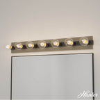 Hunter 13052 Brushed Iron,Barnwood Donelson Brushed Iron And Barnwood 7 Light Vanity Wall Light Fixture Image 4