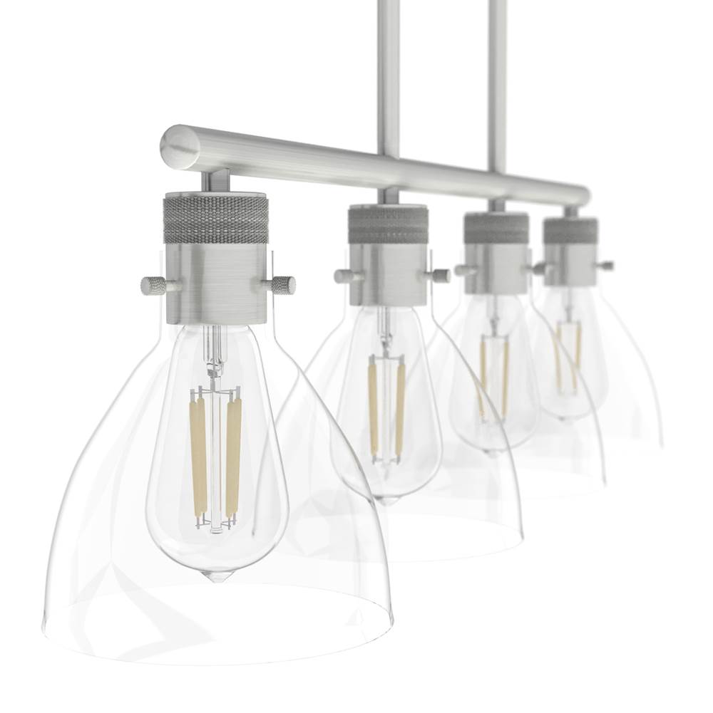 Hunter 48038 Brushed Nickel Van Nuys Brushed Nickel With Clear Glass 4 Light Chandelier Ceiling Light Fixture Image 9