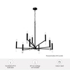 Hunter 45232 Matte Black Sunjai Matte Black 9 Light Chandelier Ceiling Light Fixture Image 2