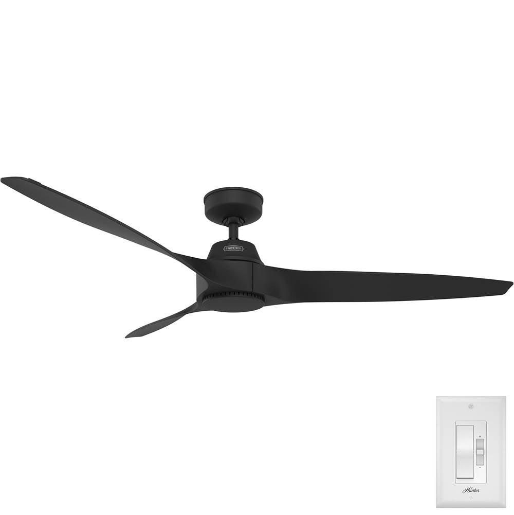 Hunter Mosley 60 Inch Mosley Energy Star Matte Black Damp Rated Ceiling Fan And Wall Control