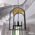 Hunter 19733 Natural Iron Hunter Dukestown Natural Iron And Gold Leaf 4 Light Pendant Ceiling Light Fixture Image 4