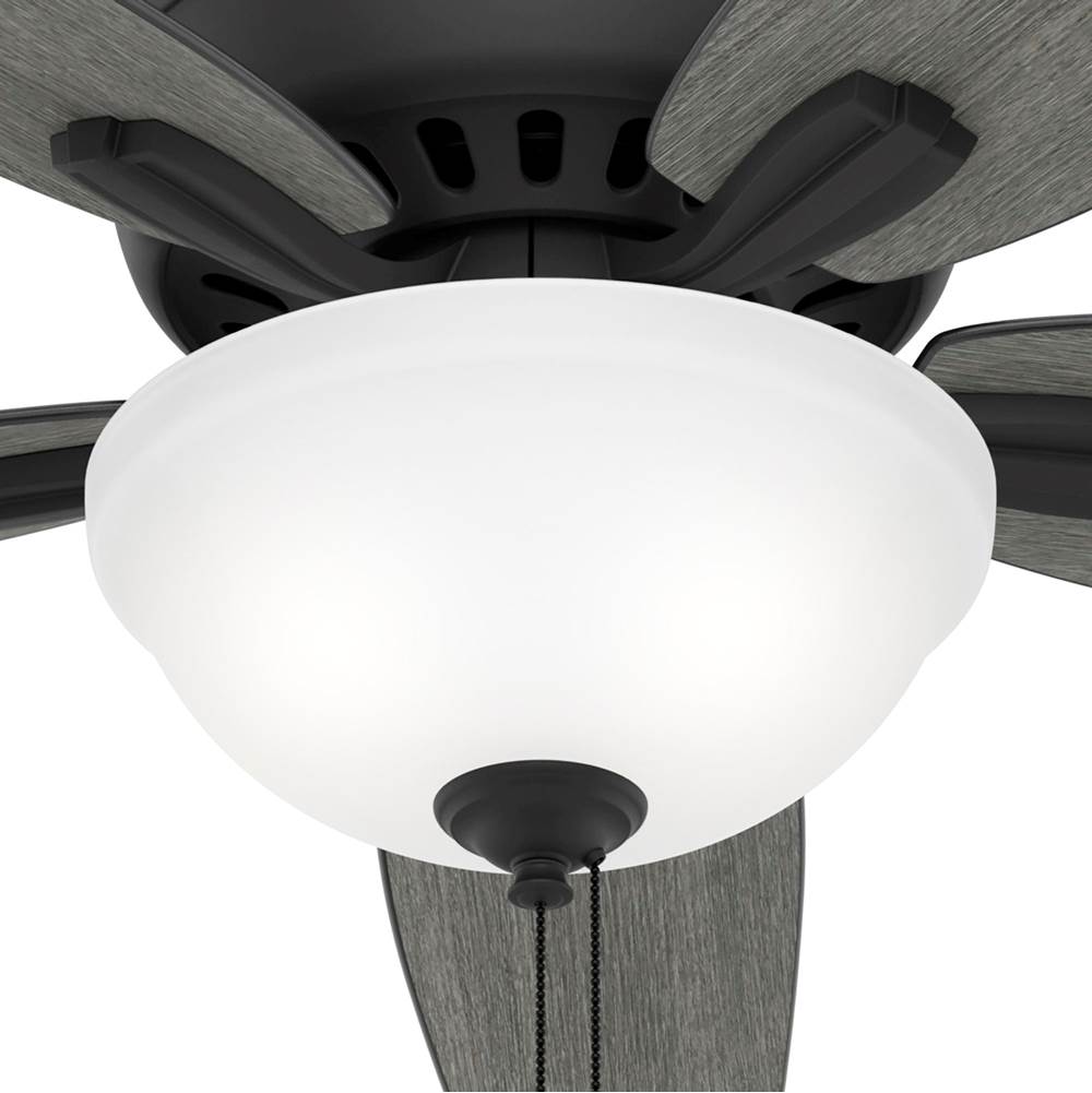 Hunter Newsome 52 Inch Newsome Matte Black Low Profile Ceiling Fan With Led Light Kit And Pull Chain