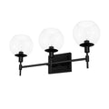 Hunter 19509 Matte Black Xidane Matte Black With Clear Glass 3 Light Bathroom Vanity Wall Light Fixture Image 1