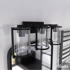 Hunter 48004 Matte Black Astwood Matte Black With Clear Glass 3 Light Vanity Wall Light Fixture Image 4