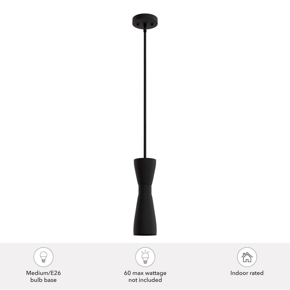 Hunter 19827 Flat Matte Black Hunter Zola Flat Matte Black 1 Light Pendant Ceiling Light Fixture Image 3