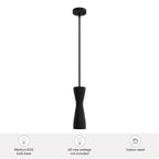 Hunter 19827 Flat Matte Black Hunter Zola Flat Matte Black 1 Light Pendant Ceiling Light Fixture Image 3