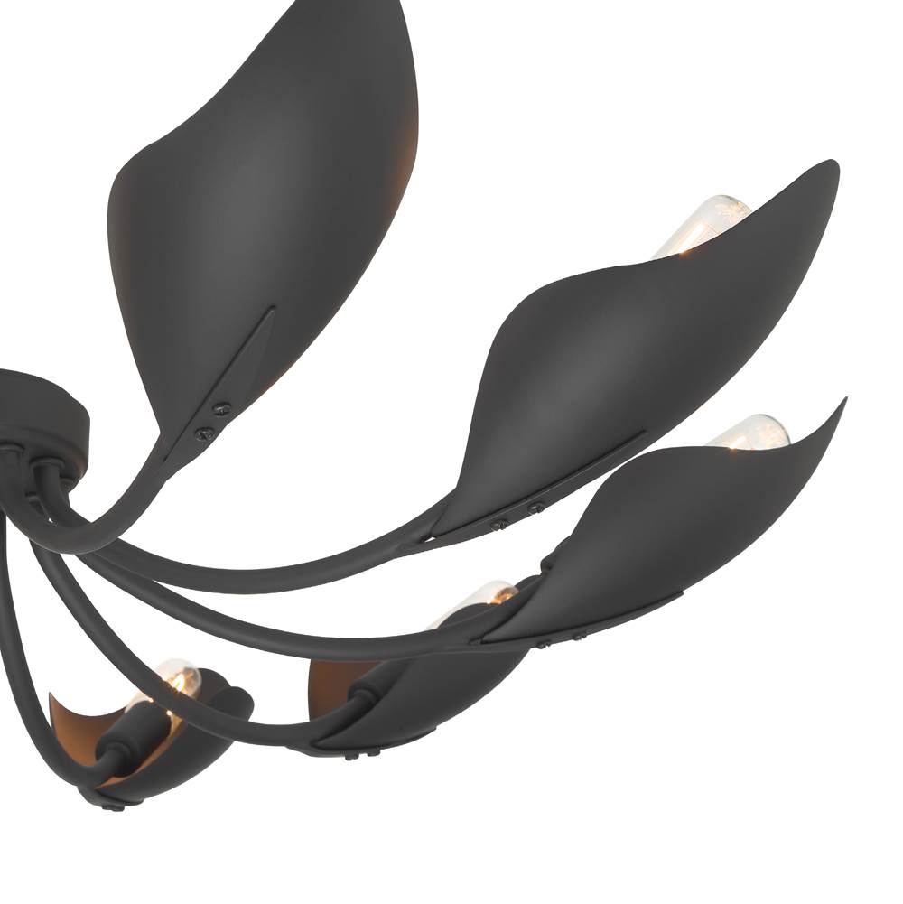 Hunter 48222 Matte Black Hunter Juneway Matte Black 10 Light Medium Chandelier Ceiling Light Fixture Image 4