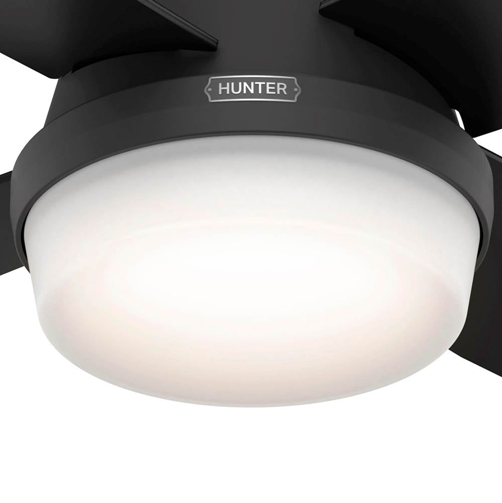 Hunter Dempsey 52 Inch Dempsey Matte Black Ceiling Fan With Led Light Kit And Handheld Remote