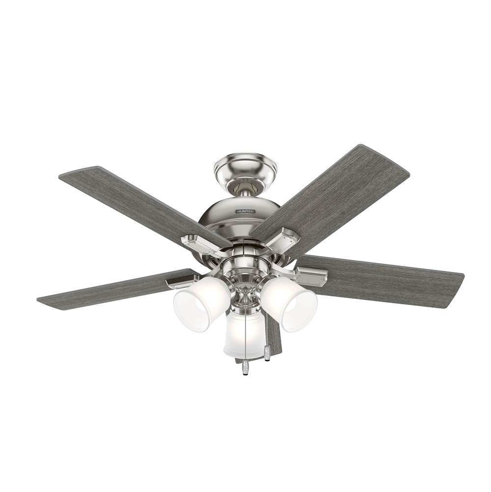 Hunter 51789 Brushed Nickel 44 Inch Crystal Peak Brushed Nickel Ceiling Fan With Led Light Kit And Pull Chain Image 5