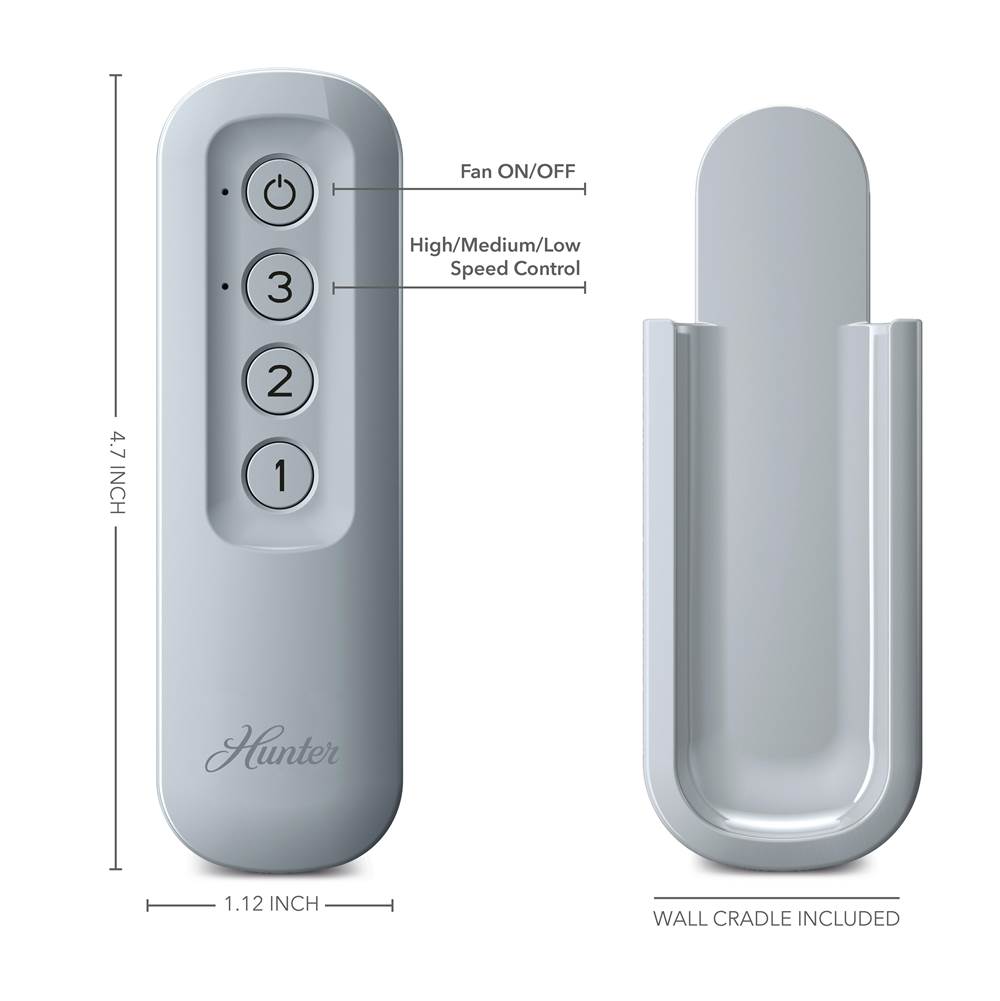 Hunter 99729 Dove Grey Universal No Light Handheld Remote With Receiver Image 2