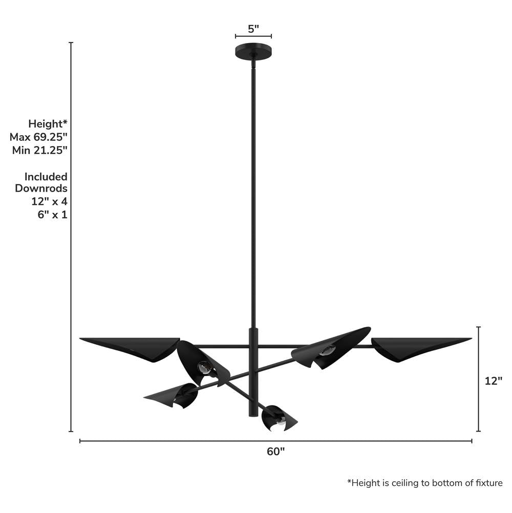Hunter 48140 Matte Black Merian 6 Light Large Chandelier Black Image 5