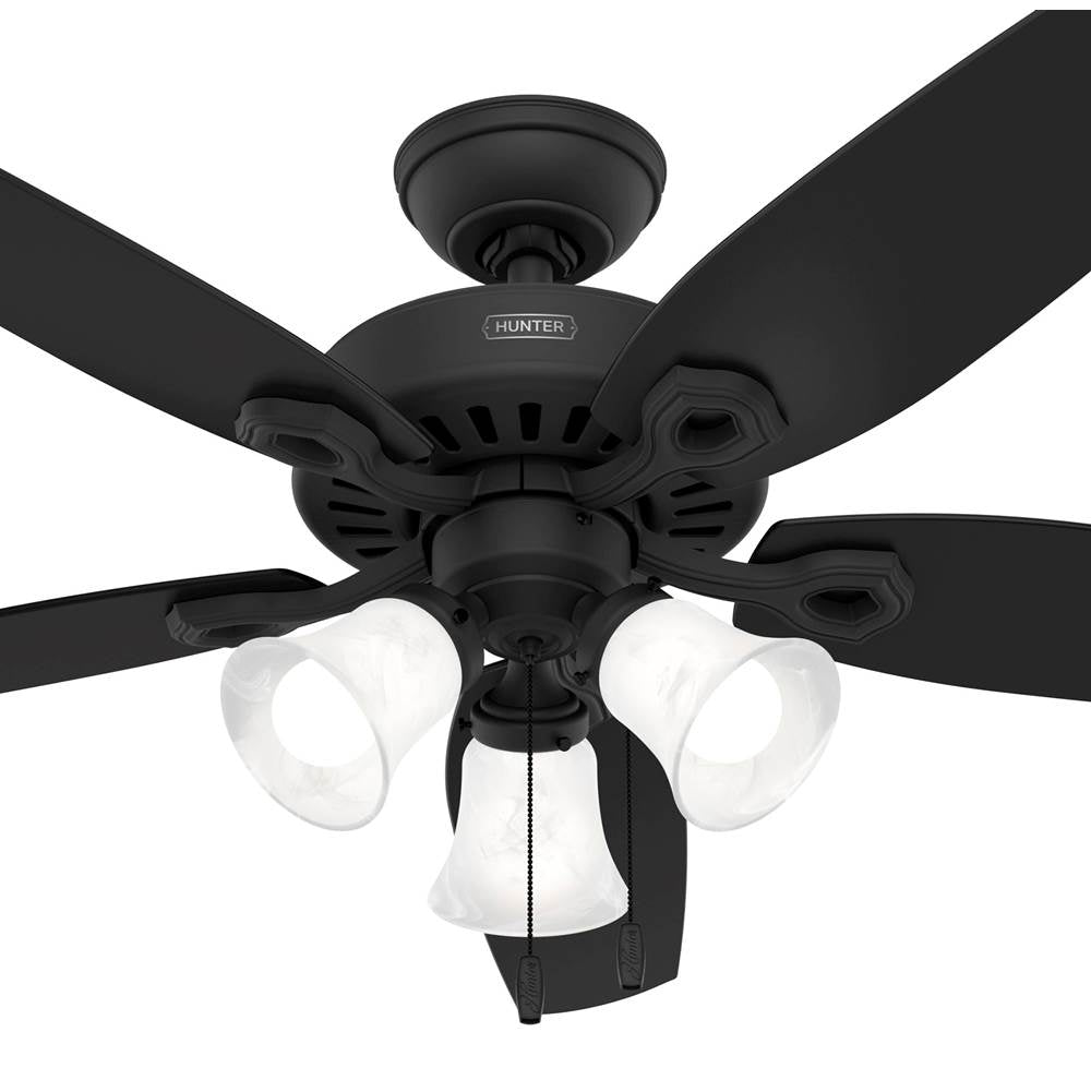 Hunter 52387 Matte Black 52 Inch Builder Matte Black Ceiling Fan With Led Light Kit And Pull Chain Image 2