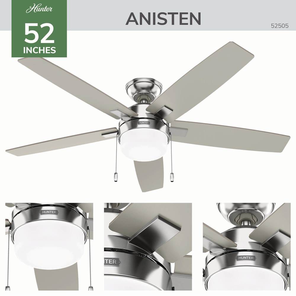 Hunter 52505 Brushed Nickel 52 Inch Anisten Brushed Nickel Image 8