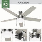 Hunter 52505 Brushed Nickel 52 Inch Anisten Brushed Nickel Image 8