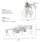 Hunter 48040 Brushed Nickel Van Nuys Brushed Nickel With Clear Glass 4 Light Vanity Wall Light Fixture Image 3