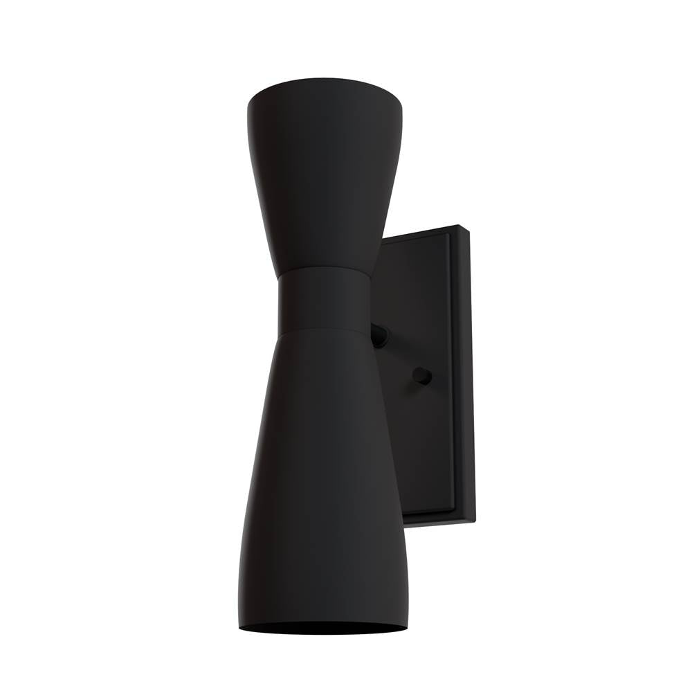 Hunter 19826 Flat Matte Black Hunter Zola Flat Matte Black 2 Light Sconce Wall Light Fixture Image 1