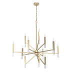 Hunter 19529 Palm Gold Hunter Sunjai Palm Gold 12 Light Chandelier Ceiling Light Fixture Image 1