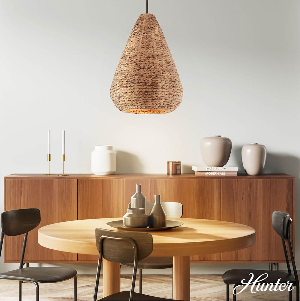 Hunter 48071 Matte Black Cambria Matte Black 3 Light Large Pendant Ceiling Light Fixture Image 2