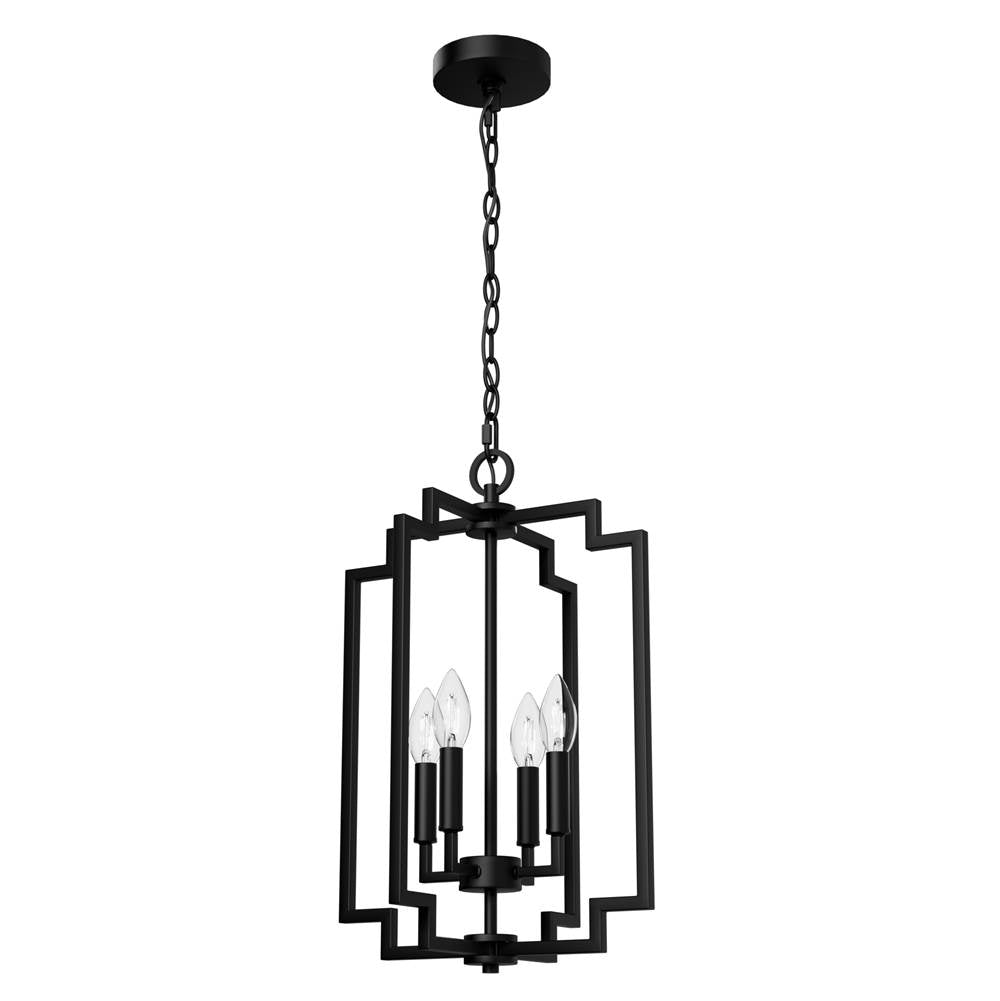 Hunter 45240 Matte Black Zoanne Matte Black 4 Light Pendant Ceiling Light Fixture Image 1