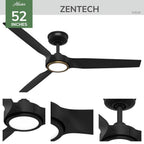 Hunter 53518 Matte Black Zentech 3 Blade Indoor/outoor Smart Fan 52in - Matte Black Image 4