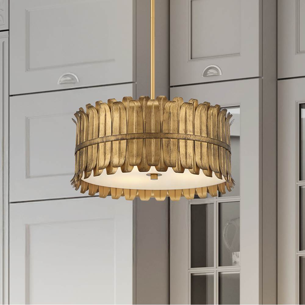 Hunter 48259 Brushed Luxe Gold Valdaz 3 Light Large Pendant Gold Image 5