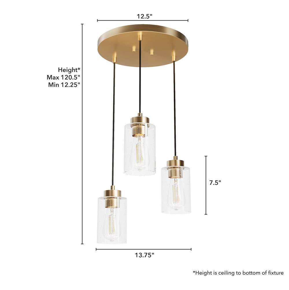 Hunter 13063 Alturas Gold Hartland Alturas Gold With Seeded Glass 3 Light Cluster Ceiling Light Fixture Image 4