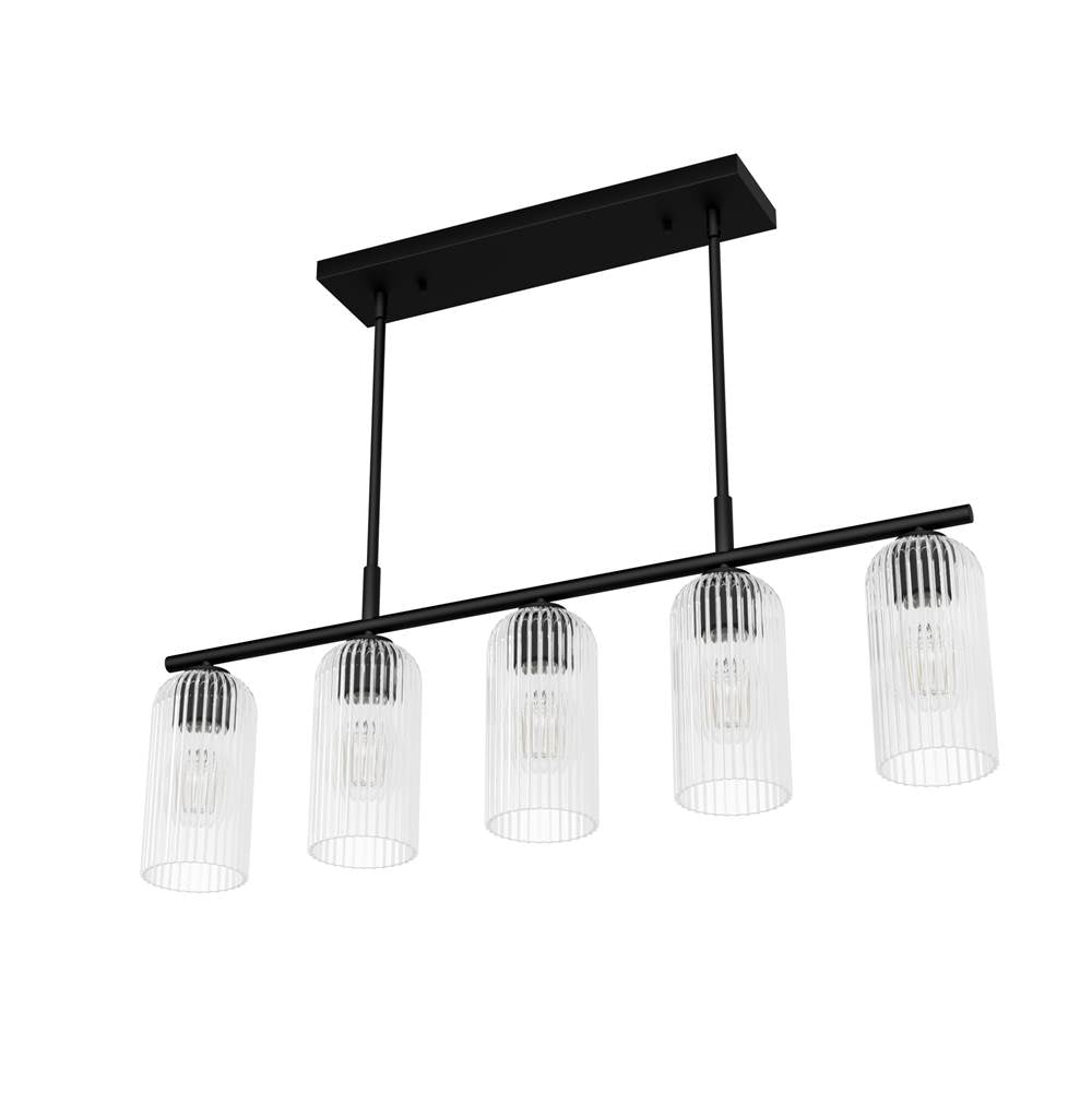 Hunter Beverly Glen Beverly Glen Matte Black With Clear Glass 5 Light Chandelier Ceiling Light Fixture