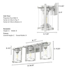 Hunter 48007 Brushed Nickel Astwood Brushed Nickel With Clear Glass 3 Light Vanity Wall Light Fixture Image 3