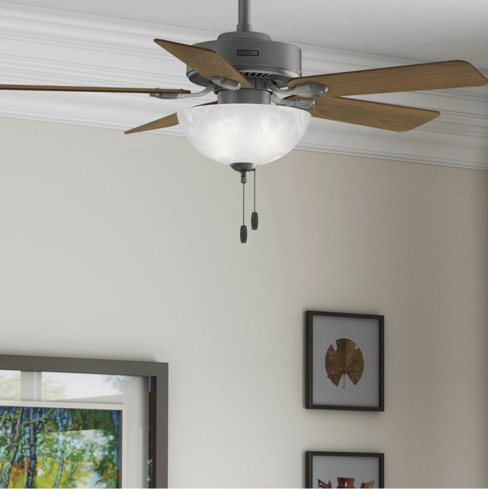 Hunter 52780 Matte Silver Hunter 44 Inch Swanson Matte Silver Ceiling Fan With Led Light Kit And Pull Chain Image 2