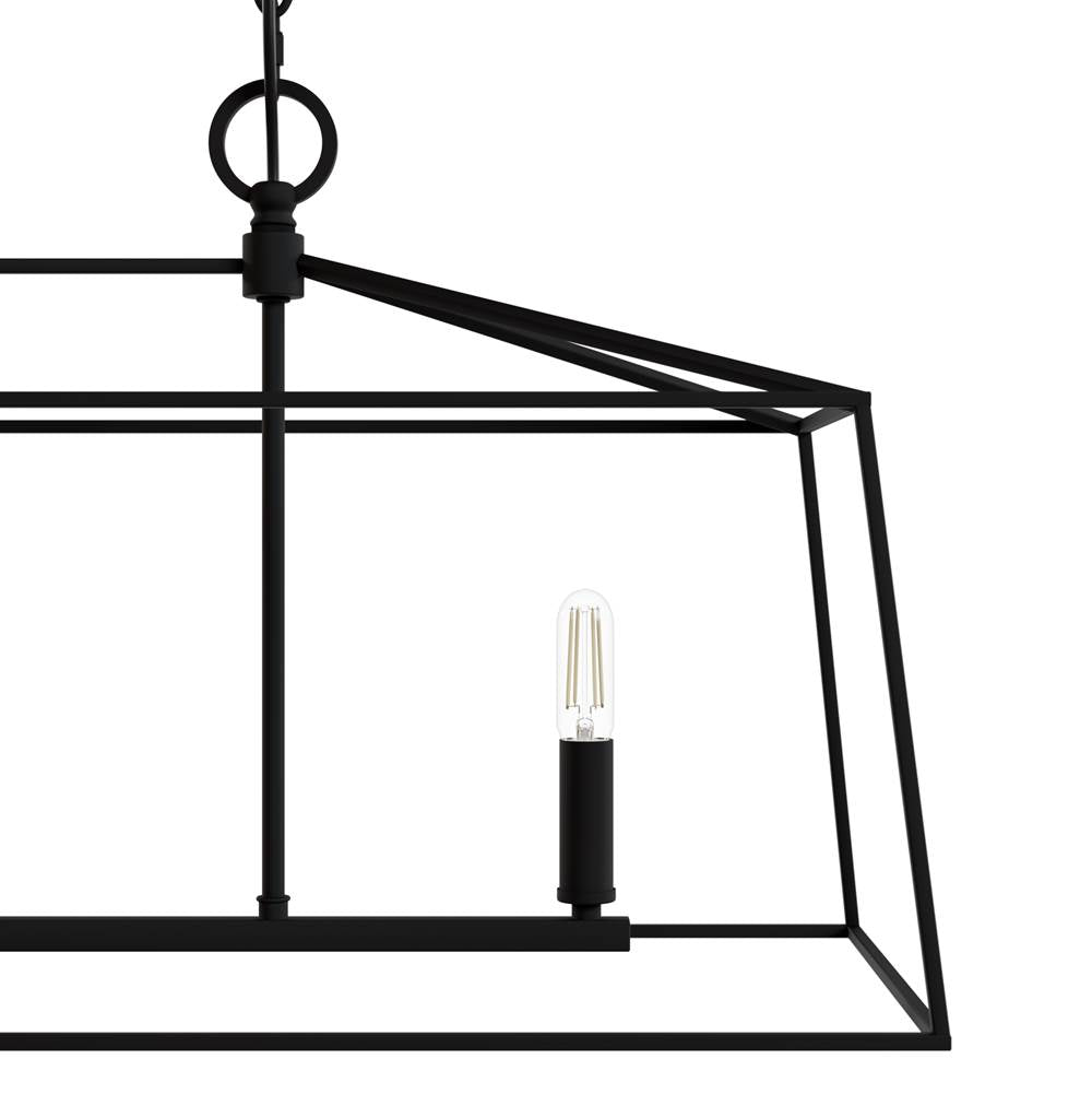 Hunter Fair Oaks Hunter Fair Oaks Flat Matte Black 4 Light Chandelier Ceiling Light Fixture